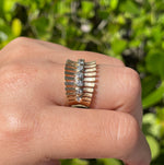 Jay Feder 14k Yellow Gold Round Diamond Bezel Set Satin Finish Band Ring