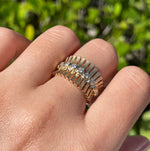 Jay Feder 14k Yellow Gold Round Diamond Bezel Set Satin Finish Band Ring