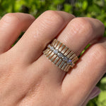 Jay Feder 14k Yellow Gold Round Diamond Bezel Set Satin Finish Band Ring