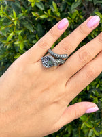 Jay Feder 18K White Gold Sterling Silver Diamond Calla Lily Ring