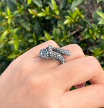 Jay Feder 18K White Gold Sterling Silver Diamond Calla Lily Ring