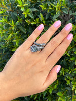 Jay Feder 18K White Gold Sterling Silver Diamond Calla Lily Ring