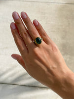 Jay Feder 18K Yellow Gold Green Tourmaline Cabochon Ring