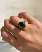Jay Feder 18K Yellow Gold Green Tourmaline Cabochon Ring