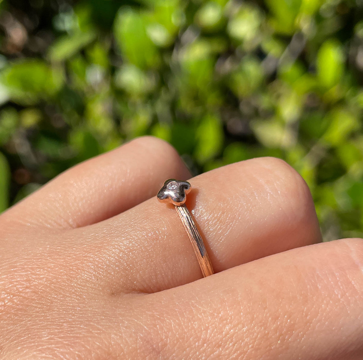 JAY FEDER 14K ROSE GOLD DIAMOND TEXTURED RING