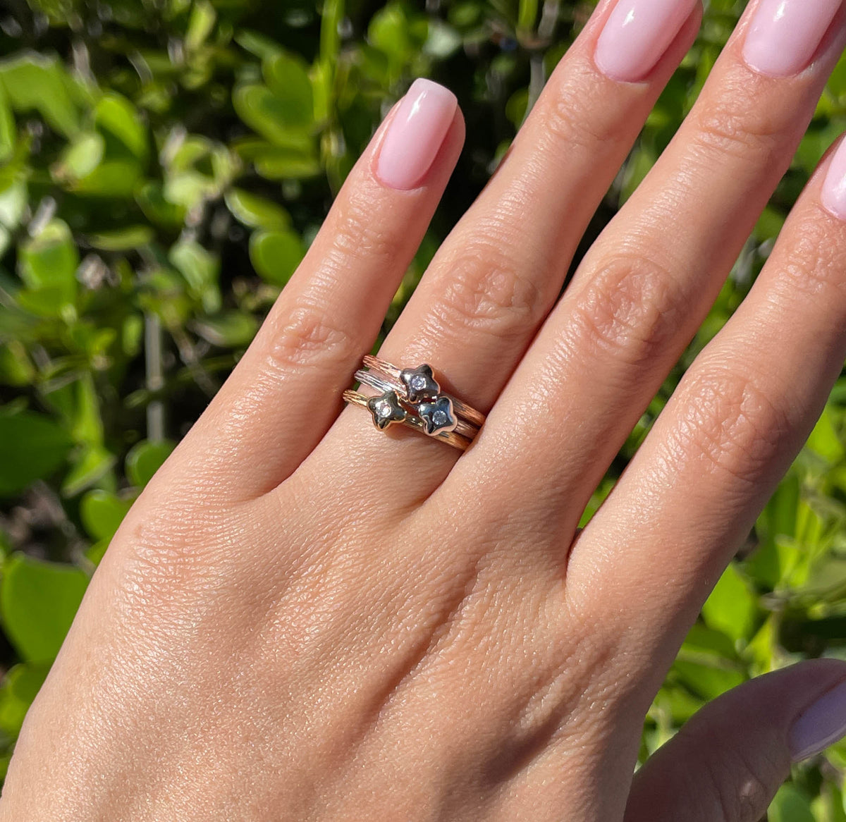 JAY FEDER 14K ROSE GOLD DIAMOND TEXTURED RING