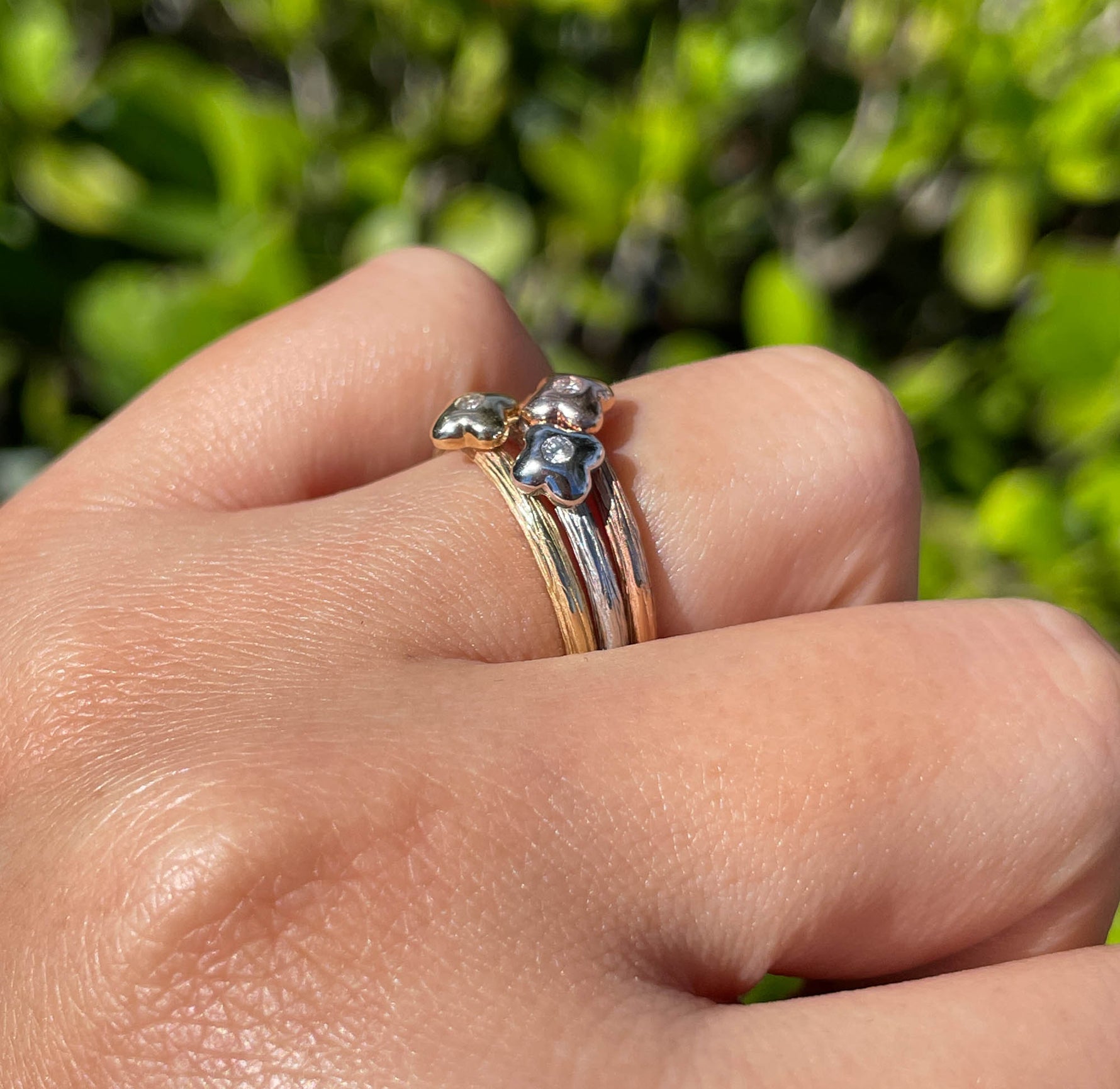 JAY FEDER 14K ROSE GOLD DIAMOND TEXTURED RING