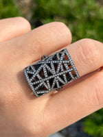 Yossi Harari 18K White Gold Diamond Lace Black Rhodium RIng