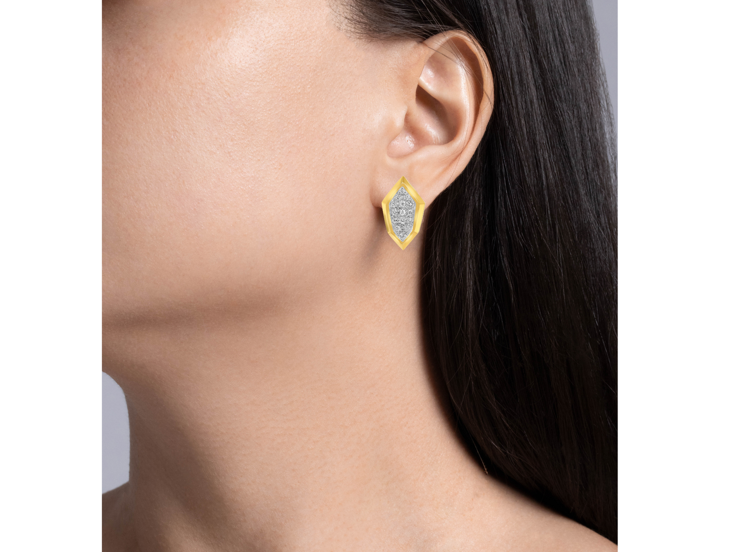 Jay Feder 14K Yellow Gold Diamond Geometric Earrings